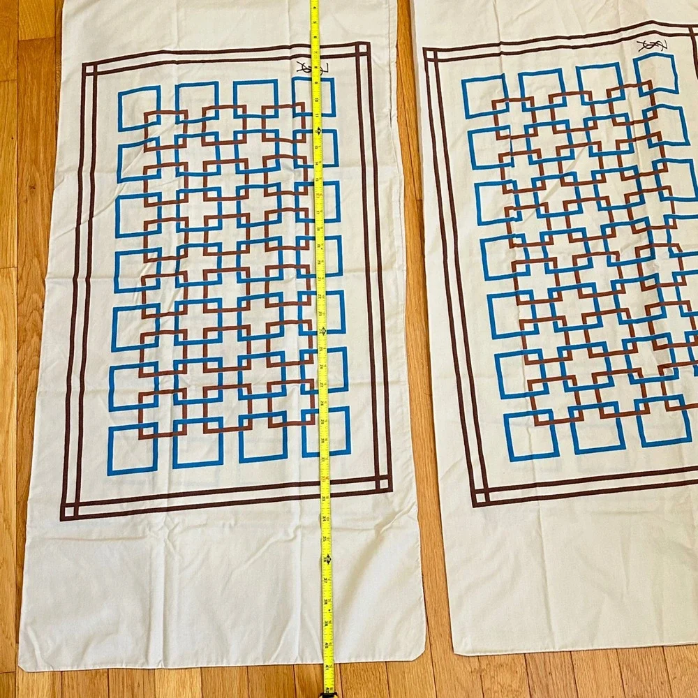 Yves Saint Laurent x Utica 1970s Vintage Pair KING Pillowcases Geometric Print